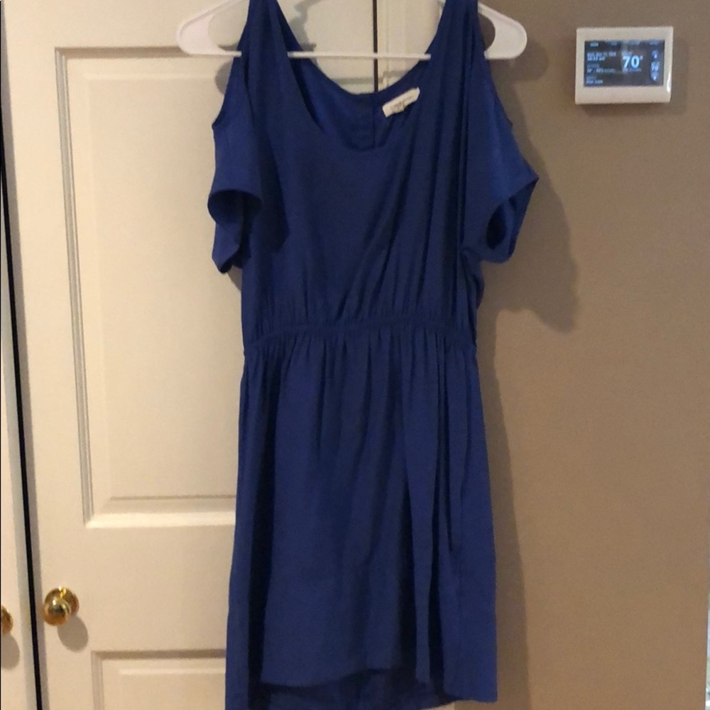 Open shoulder blue dress from urban outfitters